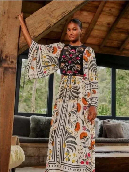 FARM rio palm sands paradise embroidered dress - maxi/midi with cut outs - Picture 2 of 3